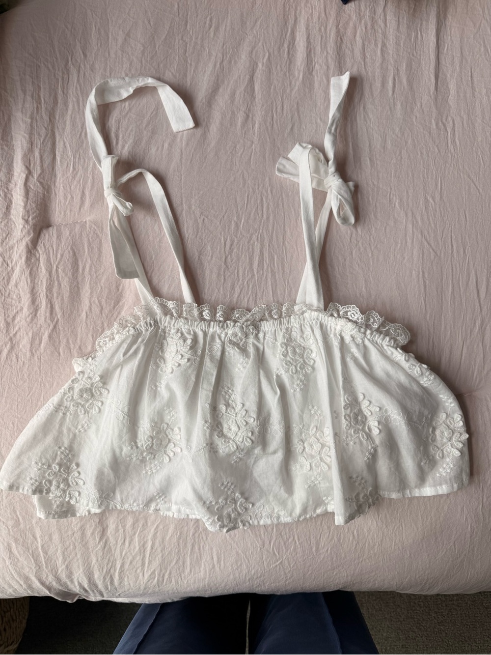 Altar'd State White Lace-Embroidered Crop Bandeau Top